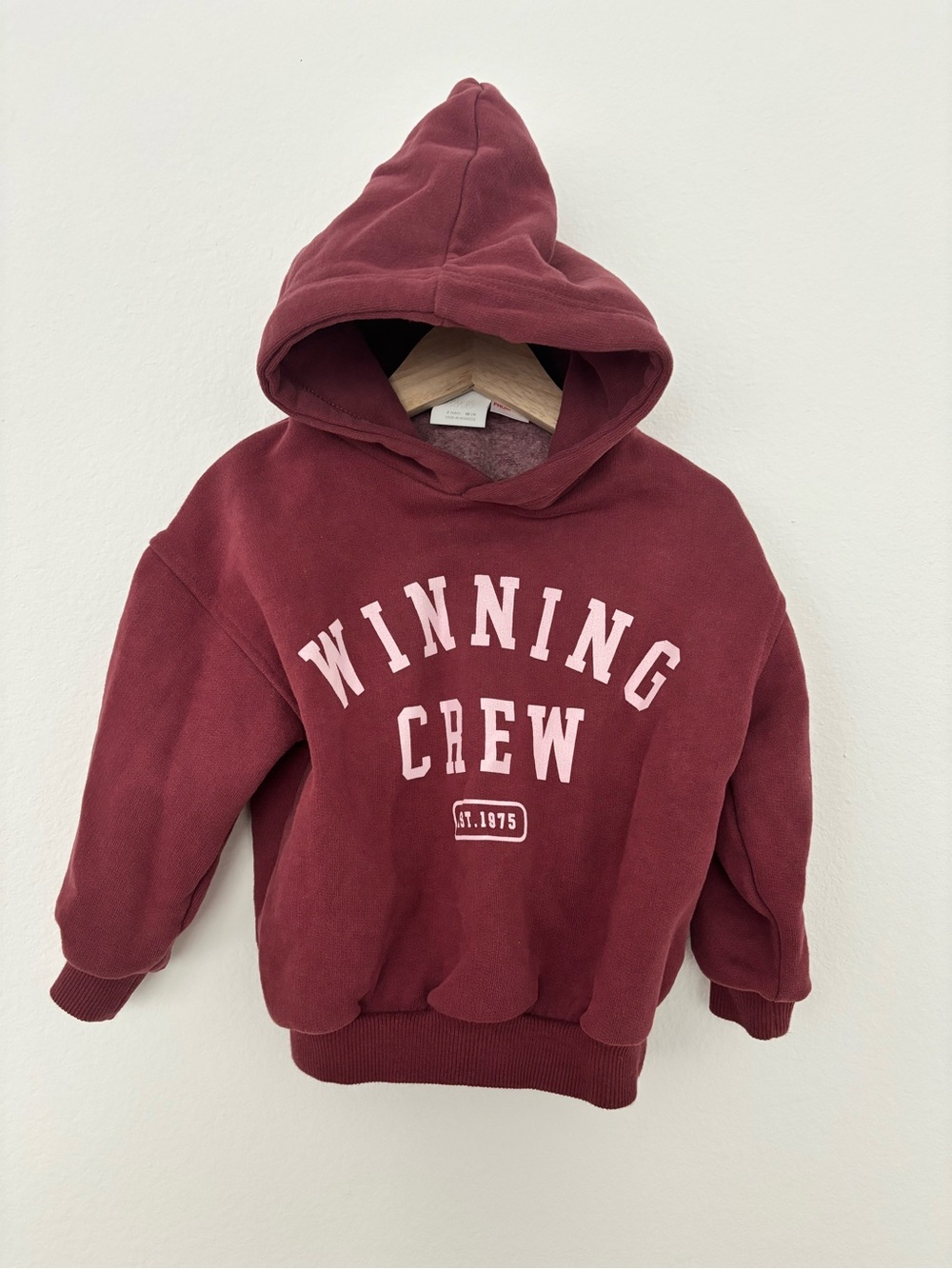 Zara Kids Burgundy 'Winning Crew' Hoodie 2T